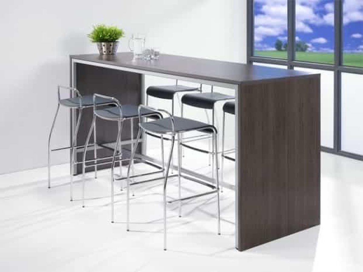 Hoge tafel: Statafel of bartafel breed 140CM diep 80CM bladkleur Wit framekleur Wit (RAL9010)