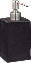 Relaxdays zeeppompje handzeep - 200 ml - navulbaar - zeepdispenser - rvs - polyresin - zwart