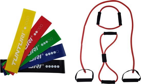 Tunturi Workout set - Weerstandsbanden - Resistance Band - Fitness  elastieken - Heavy | bol.com