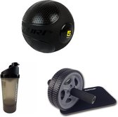 Tunturi - Fitness Set - Slam ball 5 kg - Trainingswiel - Met Kniemat - Shakebeker - 600 ml