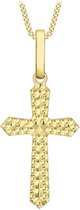 Lucardi Dames 9 Karaat ketting met hanger kruis - Ketting - 9 Karaat - Goudkleurig - 46 cm