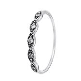 Lucardi Dames Ring Bali met kristal - Ring - Cadeau - Echt Zilver - Zilverkleurig