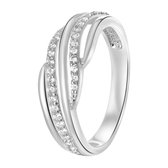Lucardi Dames Ring zirkonia - Ring - Cadeau - Echt Zilver - Zilverkleurig