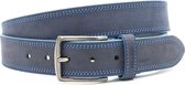 Llichtblauwe jeansriem 3.8 cm breed - Licht Blauw - Sportief - Echt Leer - Taille: 90cm - Totale lengte riem: 105cm