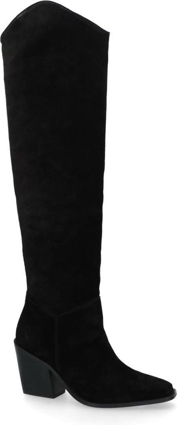 Manfield - Dames - Zwarte hoge laarzen - Maat 39 | bol.com