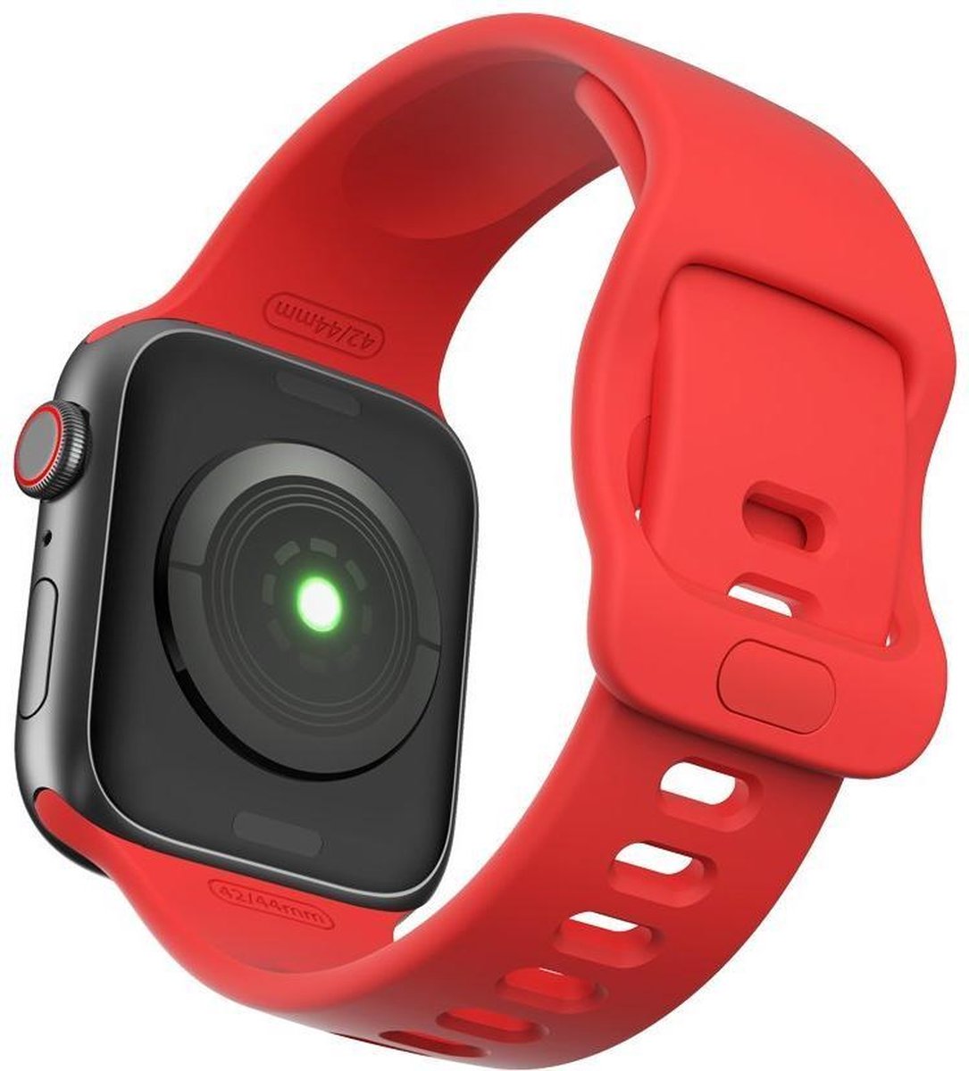 Smartwatch bandje - Apple Watch 42mm 44mm - rood siliconen sportief