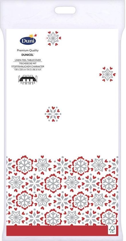 Duni Tafelkleed Scandi 138 X 220 Cm Papier Wit/rood | bol.com