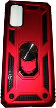 Samsung Galaxy S20 Rood Shockproof Militairy Hybrid Armour Case Hoesje Met Kickstand Ring -Samsung Galaxy S20 - Extreem Stevige Anti-Shock Hard Rugged Cover Bumper Hoes Met Magneti
