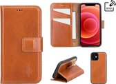 NorthLife - Uitneembare 2-in-1 (RFID) bookcase hoes - iPhone 12 Mini - Burcht Trecht Cognac