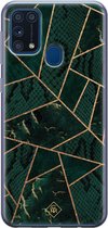 Samsung M31 hoesje siliconen - Abstract groen | Samsung Galaxy M31 case | groen | TPU backcover transparant