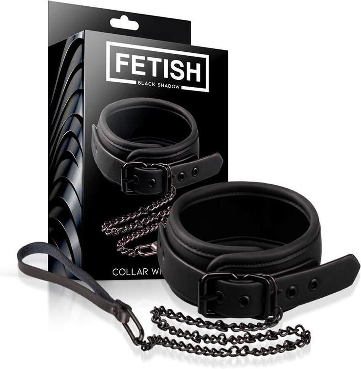 INTOYOU BLACK SHADOW - Collar With Leash Vegan Leather