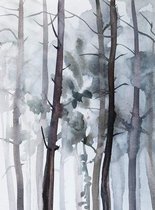 Fotobehang - Watercolour Forest 192x260cm - Vliesbehang