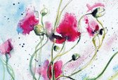 Fotobehang - Poppies Watercolour 384x260cm - Vliesbehang
