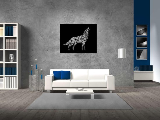 Line Art - Wolf square 4 - L - 82x103cm - décoration murale géométrique