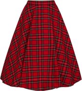 Hell Bunny Irvine Tartan 50's Swing Rok Rood