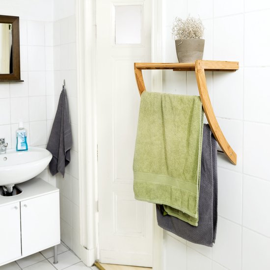 Handdoekenrek - staand - 3 stangen - bamboe hout - 48 x 24 x 82 cm - Handdoeken rek - warenhuis