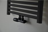 Wiesbaden Riko universele radiator aansluitset haaks links mat zwart