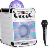 Rockstar LED karaoke-installatie CD speler bluetooth USB AUX 2 x 6,3 mm wit