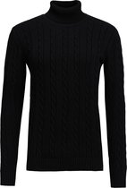WE Fashion Heren gebreide kabeltrui met kol - Maat S