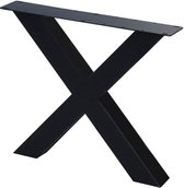 Zwarte stalen X tafelpoot 72 cm (koker 10 x 10)