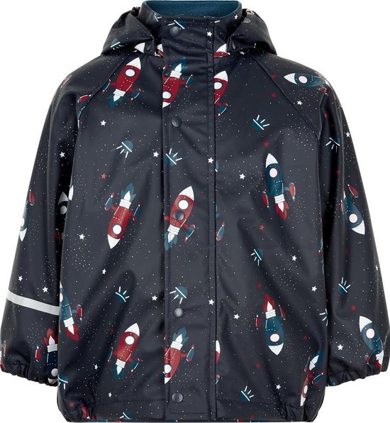 CeLaVi - Regenjas met fleece voor jongens - Raketten - Donkerblauw - maat  80 (80-86cm) | bol.com