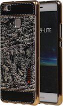 Wicked Narwal | M-Cases Croco Design backcover hoes voor Huawei P9 Lite Zwart