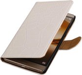 Wicked Narwal | Croco bookstyle / book case/ wallet case Hoes voor Huawei Mate 8 Wit