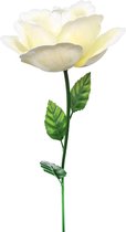 Tuinsteker - Metaal - Witte roos - bloem - 83 cm hoog - voor in de tuin