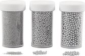 Mini pierres de verre taille 0 6-0 8 + 1 5-2 + 3 mm argent 3 boîtes