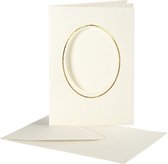 Creotime Passepartout Kaarten Ovaal Met Envelop 15 Cm Wit/goud