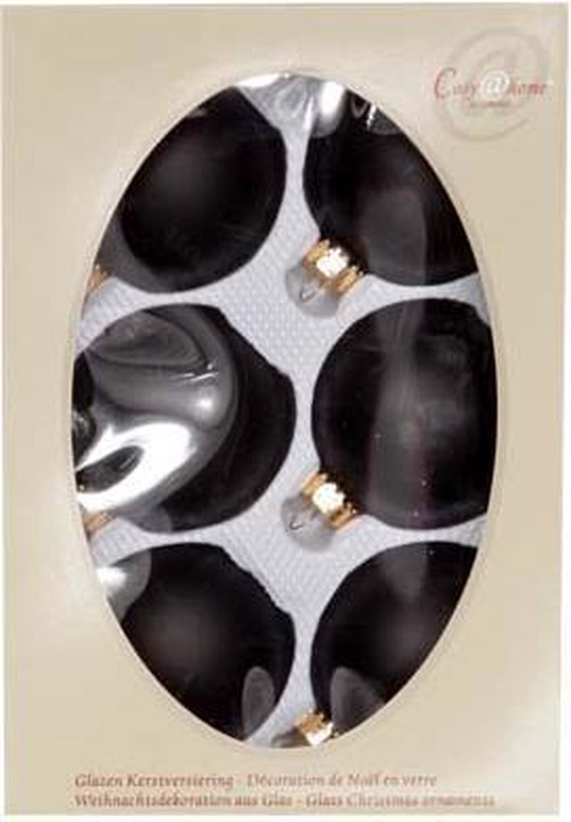 Cosy @ Home - Kerstbal - Glas - Zwart - Mat - D7cm - set/6
