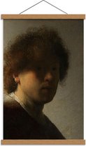 Schoolplaat – Oude meesters - Zelfportret, Rembrandt van Rijn, ca. 1628 - 40x60cm Foto op Textielposter (Wanddecoratie op Schoolplaat)
