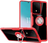 Hoesje Geschikt Voor Samsung Galaxy S20 Plus Luxe Back Hoesje & Metalen Ring houder - Rood