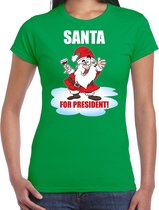 Santa for president Kerst shirt / Kerst t-shirt groen voor dames - Kerstkleding / Christmas outfit M