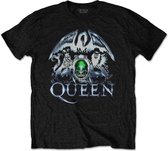 Queen Heren Tshirt -L- Metal Crest Zwart