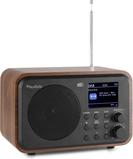 DAB radio met Bluetooth - Audizio Milan retro radio met sleeptimer,... | bol.com