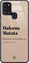 Samsung A21s hoesje glass - Hakuna Matata | Samsung Galaxy A21s  case | Hardcase backcover zwart