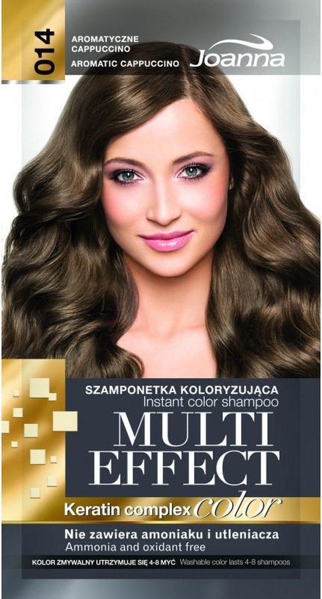 Joanna - Multi Effect Keratin Complex Color Instant Color Shampoo 014 Aromatic Cappuccino 35G