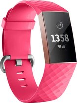 Charge 3 & 4 sport wafel band - rose rood - Geschikt voor Fitbit