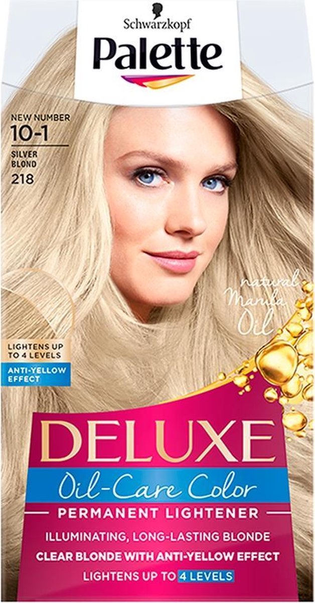 Palette - Deluxe Oil-Care Hair Dye Permanently Coloring From Micro Oil 218 Silvery Blond