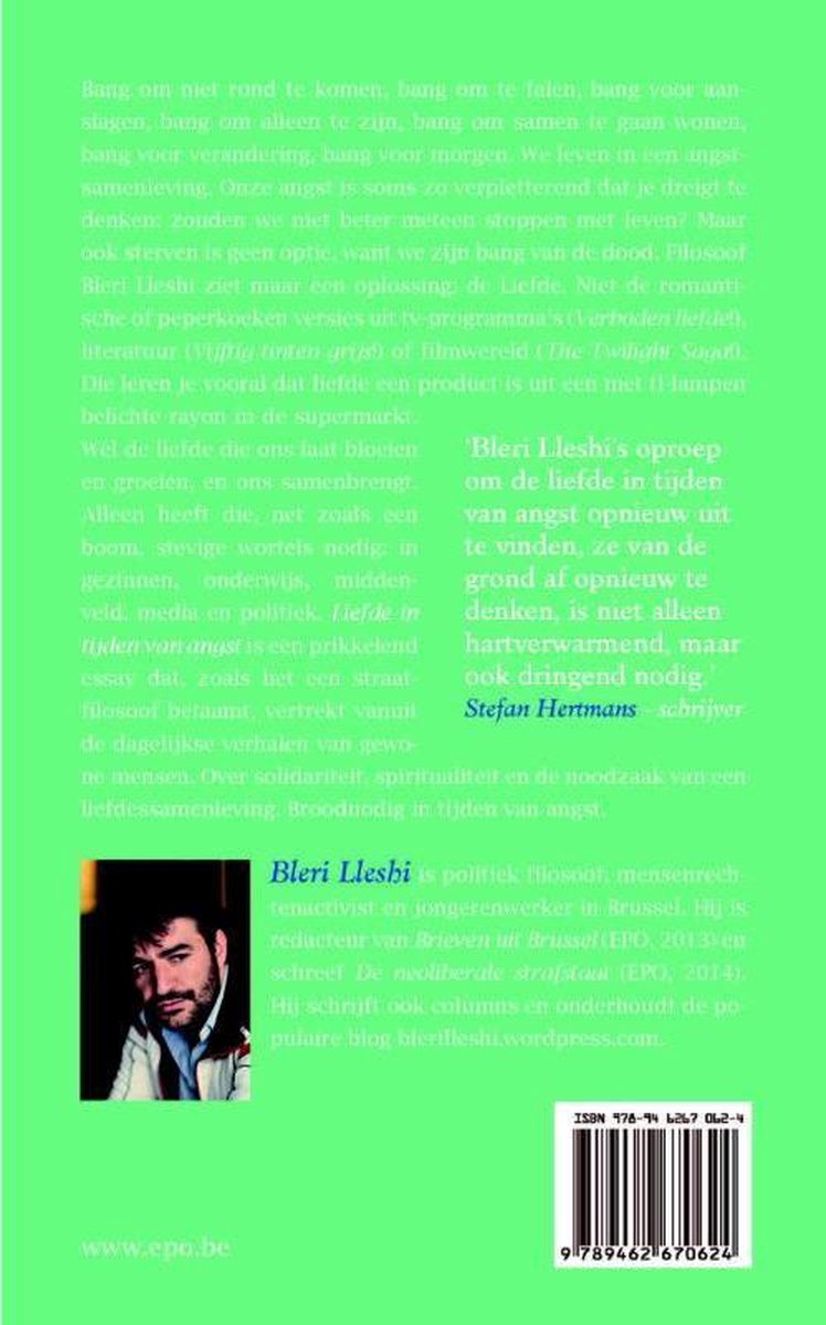 Liefde in tijden van angst - back cover