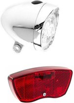 verlichtingsset led batterij chroom/rood