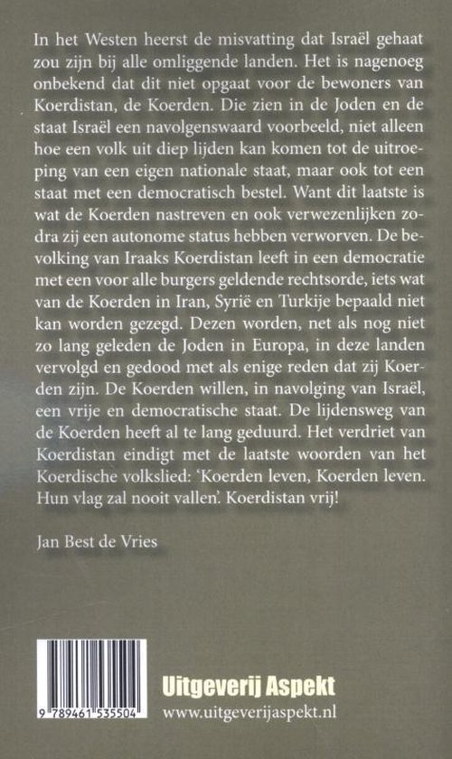 Achterkant boekcover met tekst en barcode. Uitgeverij Aspekt.