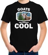 Dieren geit t-shirt zwart kinderen - goats are cool shirt jongens en meisjes S (122-128)