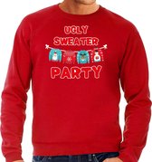 Ugly sweater party Kerstsweater / Kersttrui rood voor heren - Kerstkleding / Christmas outfit L