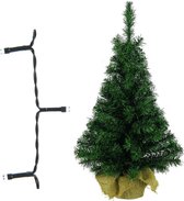 Volle kerstboom/kunstboom 75 cm inclusief warm witte verlichting op batterij - Kunstbomen/kunst kerstbomen