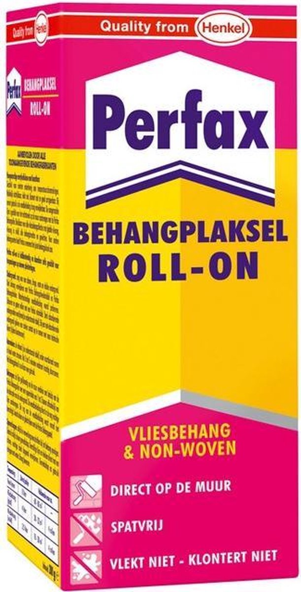 1x pak Perfax roll-on behanglijm voor vliesbehang 200 gram Behangen Behangplaksel Papier mache Surprises knutselen