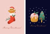 Fabrique a la Carte Kerstkaarten Set 'Merry Christmas' - 14 kaarten - A6 houtvrij enkelzijdige duurzame kaarten