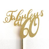 Taartdecoratie versiering| Taarttopper | Cake topper | Verjaardag | Fabulous 60|14 cm | Goud glitter | karton papier