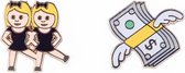 Doiy Decoratiepinnen Pinaholic Emoji 12,8 Cm Zink 2-delig